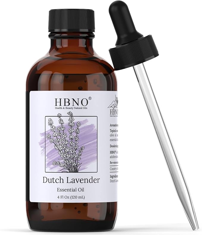 HBNO California Bottled Dutch Lavender Essential Oil 4 fl oz (120ml) - Natural Lavender Oil for Skin, Perfect for Cleaning, Aromatherapy, DIY & Diffuser-Velvo Beauty