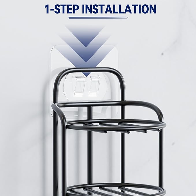 2-Tier Shower Soap Shampoo Bar Holder, Self Adhesive & Freestanding Draining Soap Dish Caddy for Bathroom Wall Accesories Decor Black-Velvo Beauty