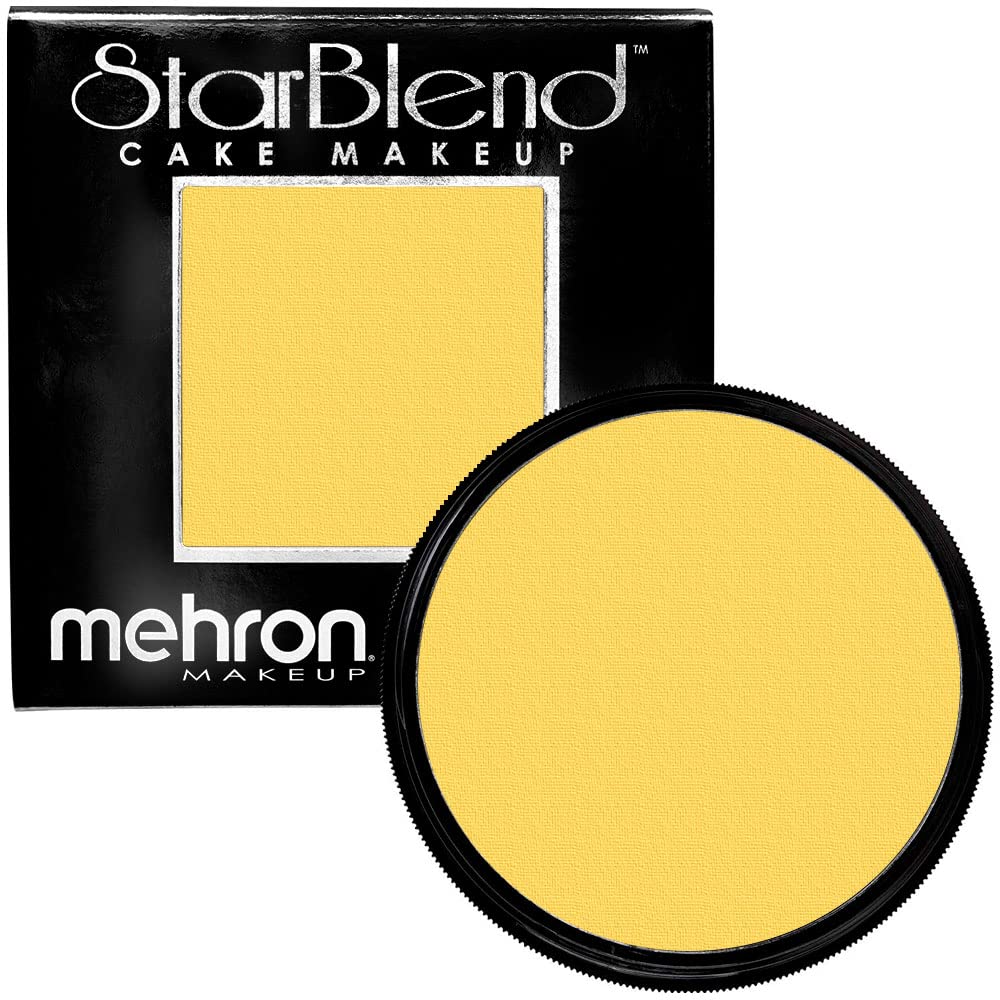 Mehron Makeup StarBlend Cake Makeup | Wet/Dry Pressed Powder | Powder Foundation | Yellow Face Paint & Body Paint 2 oz (56g)-Velvo Beauty