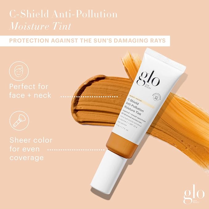 Glo Skin Beauty C-Shield Anti-Pollution Moisture Tint - Tinted Moisturizer With SPF 30 for Face, Broad Spectrum Protection & Vitamin C, 1.7 Oz (7W-Dark)-Velvo Beauty