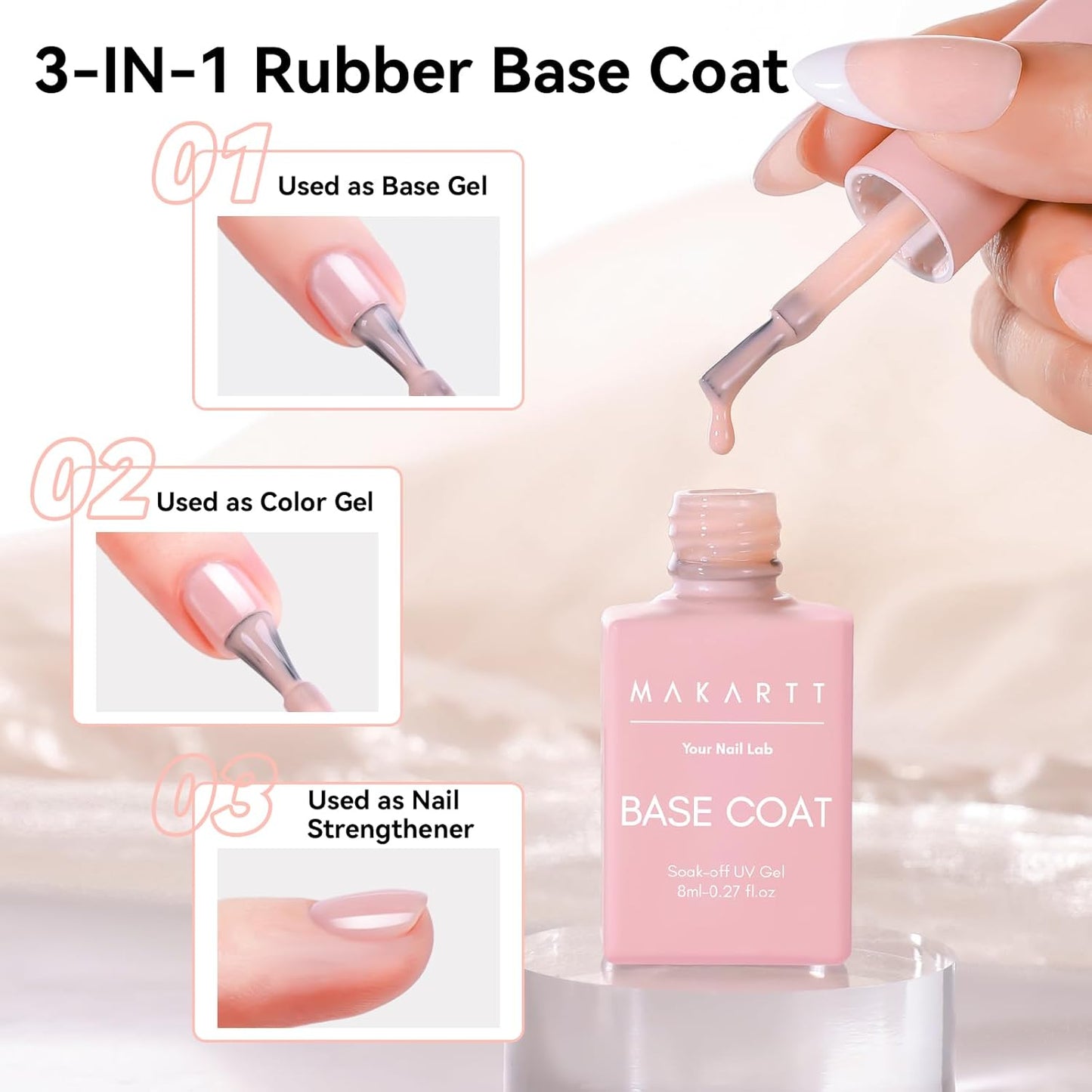 Makartt Rubber Base Gel Polish: Natural Nude Fall Winter 8ML Soak Off UV LED Foundation Gel for Salon DIY Nail Art Designs Home(Sun-Kissed Sands)-Velvo Beauty