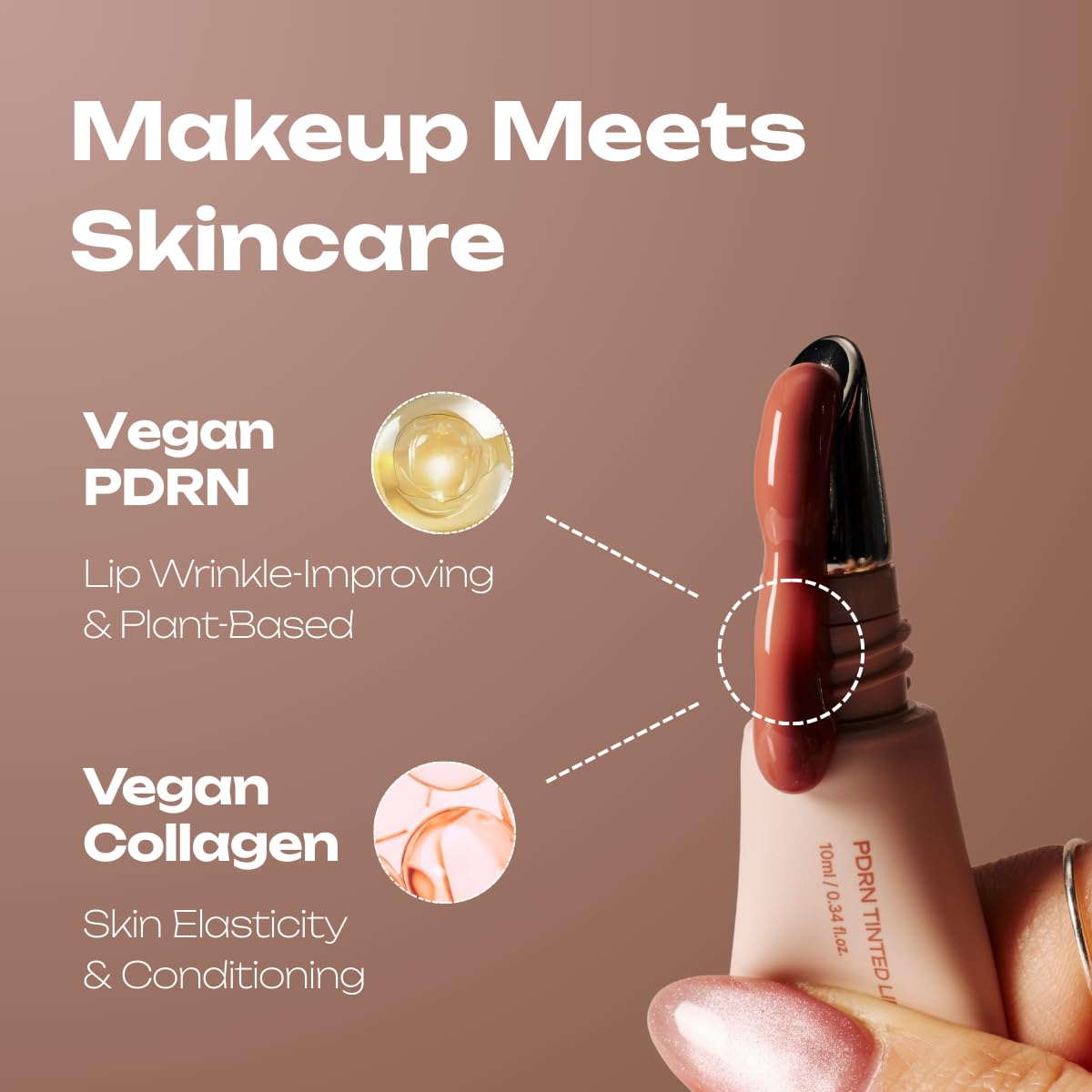 PDRN Tinted Lip Serum – High Gloss Ultra Hydrating Natural Glow, Non-Sticky Volumizing Color Glaze with Long-Lasting Shine, Nourishing Moisturizing Repair for Chapped Lips (0.34 oz)-Velvo Beauty