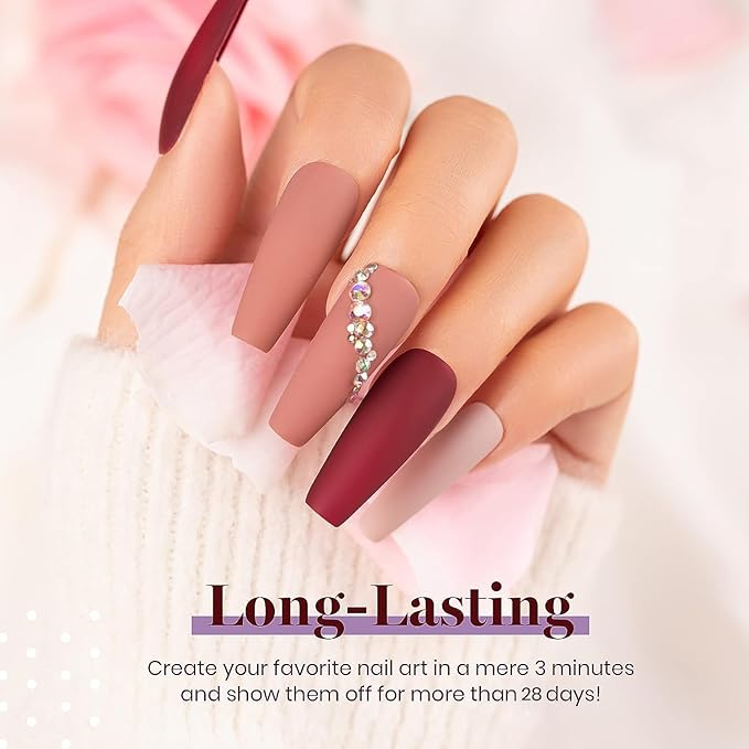 Beetles Purple Gel Nail Polish Set, Fall Burgundy Red Dark Purple Rose Petals Color Soak Off UV Light Cure Gel Polish Nail Art Design Gifts for Women-Velvo Beauty