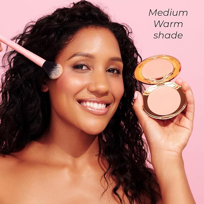 MCoBeauty Miracle Flawless Pressed Powder, Medium Warm Shade, Oil-Control, Soft-Focus Finish with Hydrating Rose Flower Extract & Sweet Almond Oil, Vegan, Cruelty Free Cosmetics-Velvo Beauty