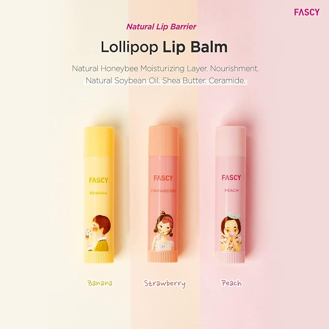 FASCY Lollipop Lip Balm Banana, Lip Balms & Moisturizers, Korean Lip Balm, Korean Lip, Korean Lip Products, Paraben Free, Moisturizing, 0.13 Oz, (Banana)-Velvo Beauty