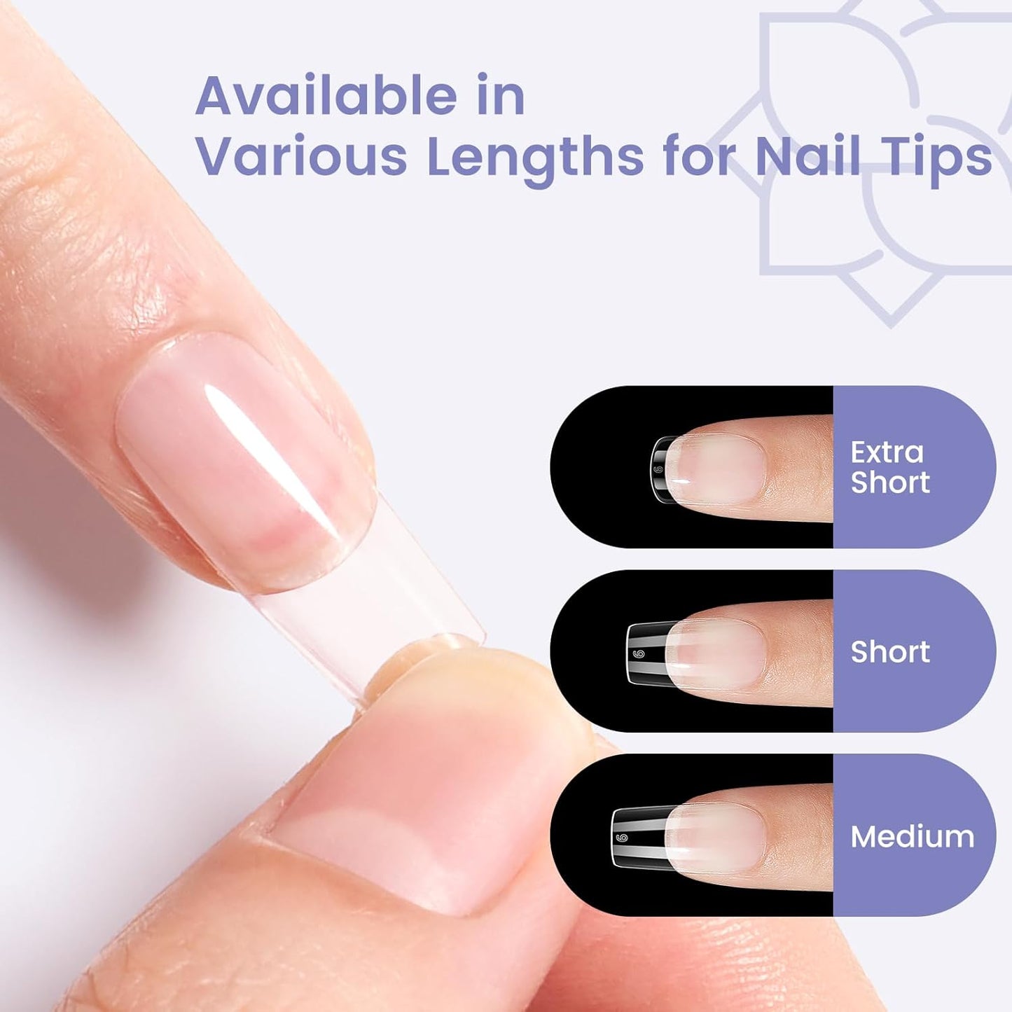 Medium Square Nail Tips: 240PCS Soft Gel Clear Square Pre-Shaped Nails Tips, 12 Sizes Full Cover Fake Press on Nails for Acrylic Nail Tip Home DIY Salon Nails-Velvo Beauty