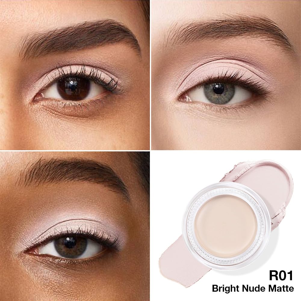 Kaely Single Cream Eyeshadow Pot, Bright Nude Matte Eye Shadow for Older Women High Pigmented Waterproof, Natural Eyeshadow Palette Makeup Brightener, sombras en crema para ojos, Blendable, R01-Velvo Beauty