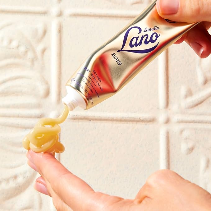 Lanolips Golden Dry Skin Salve - Lanolin Ointment with Vitamin E & Manuka Honey - Relief for Extremely Dry Skin - Healing Salve for Dry Hands, Cracked Lips, Skin Patches - Dermatologist Tested (25g)-Velvo Beauty