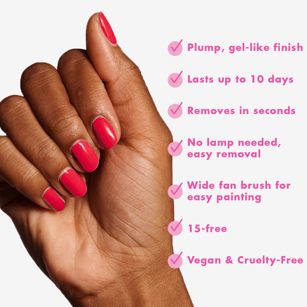 Olive & June Long Lasting Nail Polish | Plump, Gel-Like Finish No Lamp Needed Lasts up to 10 days | Salon-Quality Color at Home | 15-Free, Vegan & Cruelty-Free Chip-Resistant | Hibiscus, Tropical Pink-Velvo Beauty