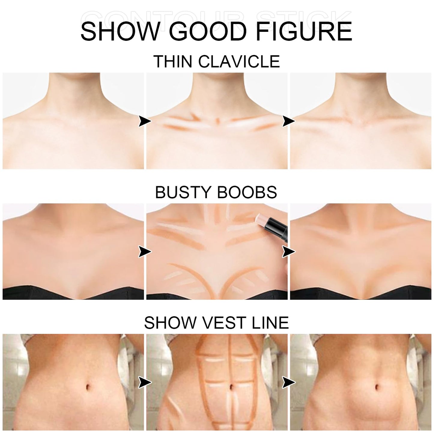 6 Colors Cream Contour Stick Makeup, Primer Face Highlighter Contouring for Beginners, Highlight and Contour Kit, Cream Concealer Makeup Blush Stick, Primer Face Corrector (SET B)-Velvo Beauty