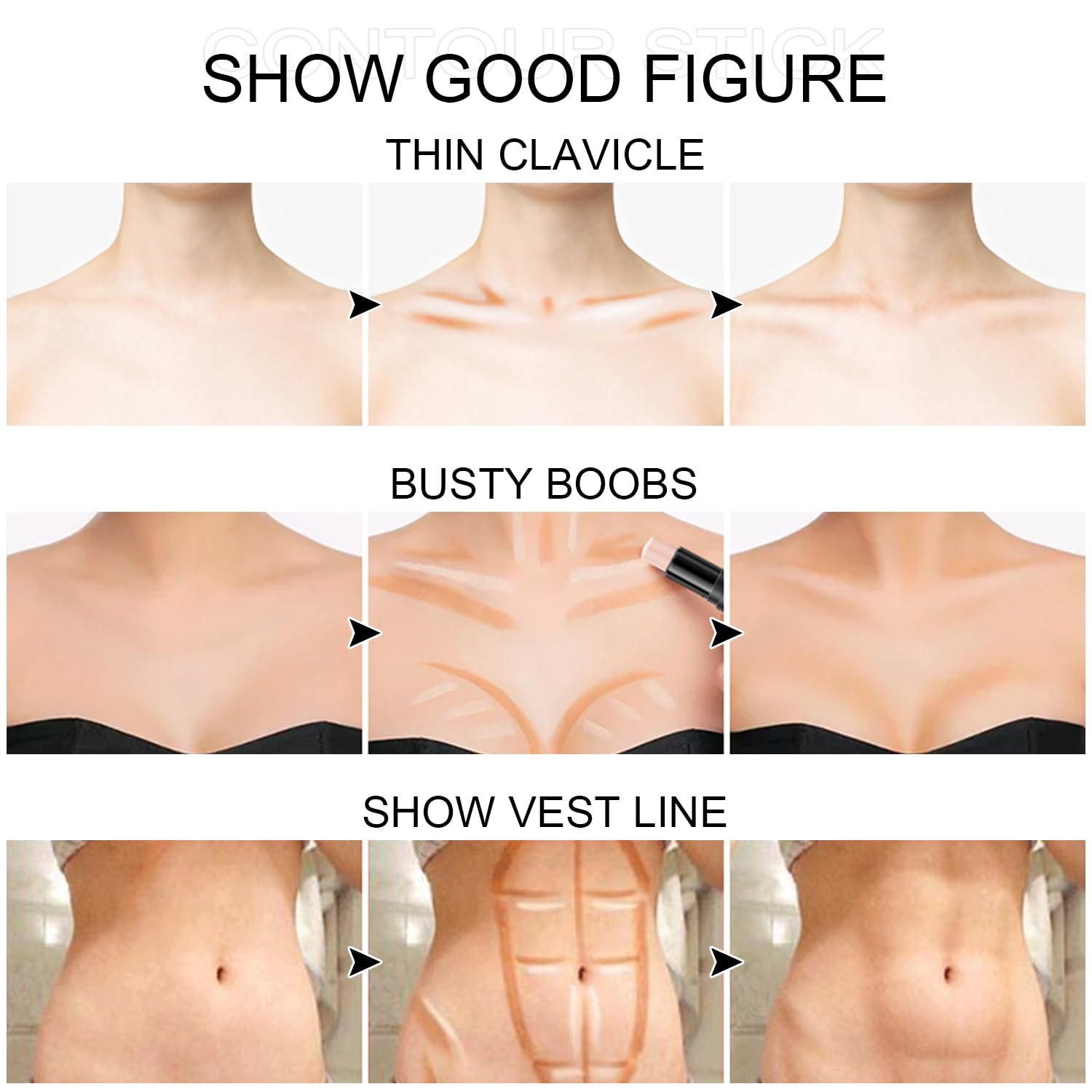 6 Colors Cream Contour Stick Makeup, Primer Face Highlighter Contouring for Beginners, Highlight and Contour Kit, Cream Concealer Makeup Blush Stick, Primer Face Corrector (SET B)-Velvo Beauty