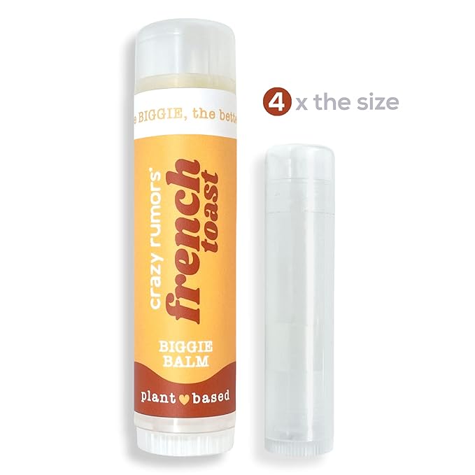 Crazy Rumors Biggie French Toast Flavored All Natural, Plant Based Lip Balm to Moisturize and Nourish your Lips - French Toast tube 0.6 oz (4x Larger than standard 0.15 oz lip balm)-Velvo Beauty