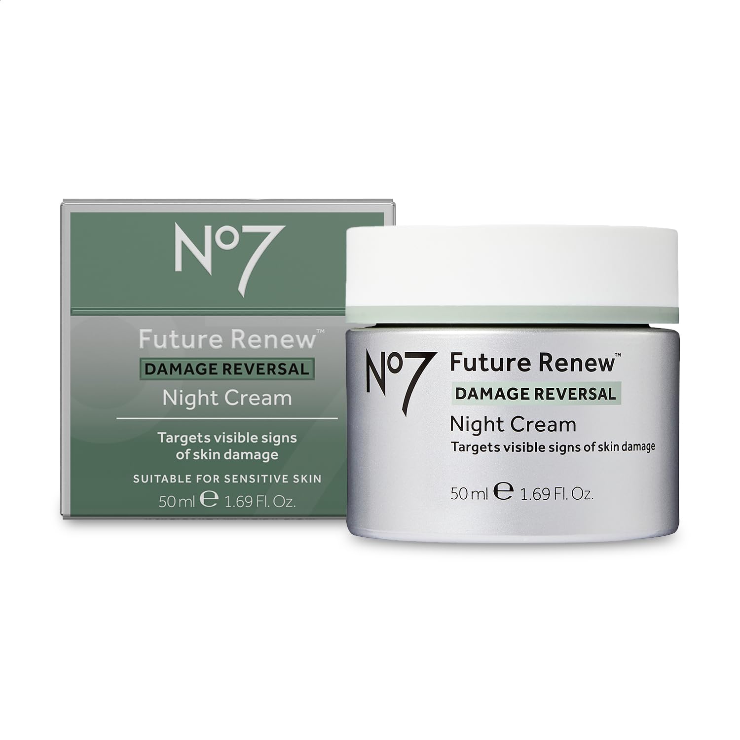 No7 Future Renew Damage Reversal Night Cream - Anti Aging Face Moisturizer - Infused with Peptide Technology to Reverse Visible Signs of Damage - Skin Barrier Repair for Dry Skin (1.69 Oz)-Velvo Beauty