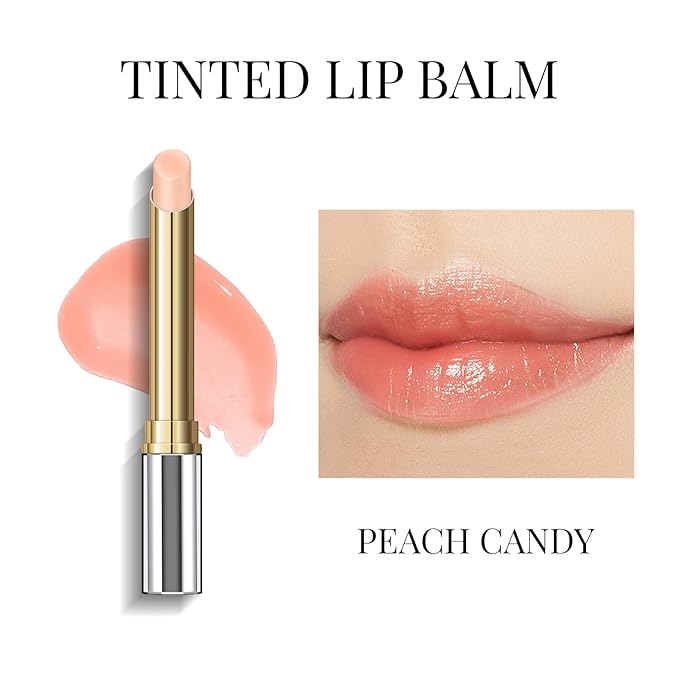 KYDA Tinted Lip Balm, Hydrating Sheer Formula Lip Balm, Natural Glossy Finish, Moisturizing Lip Care Balm for Dry Lips, Peach Candy-Velvo Beauty