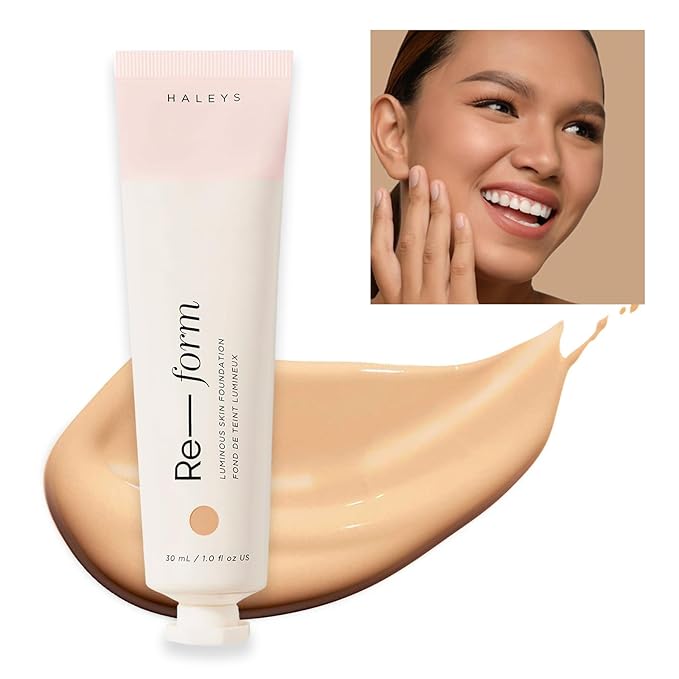 HALEYS Re-form Luminous Skin Foundation, VEGAN + CRUELTY-FREE, Blurs, Conceals, Blendable, Buildable Med-to-Full Coverage, Weightless, Oil-free, All-Day Wear, Hyaluronic Acid, All skin types (4.25)-Velvo Beauty