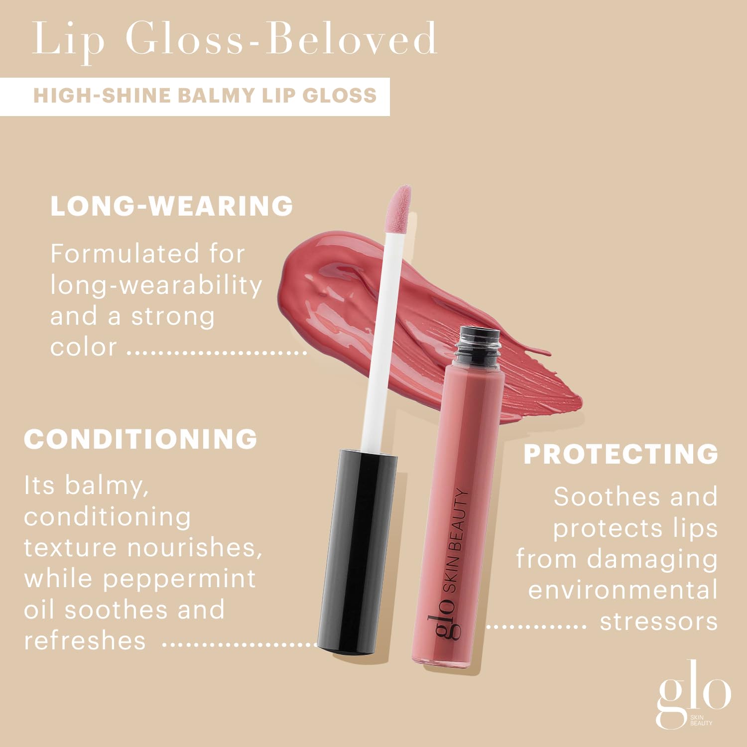 Glo Skin Beauty Lip Gloss | Color and Shine with Lip Nourishing Ingredients, without Stickiness, (Beloved)-Velvo Beauty