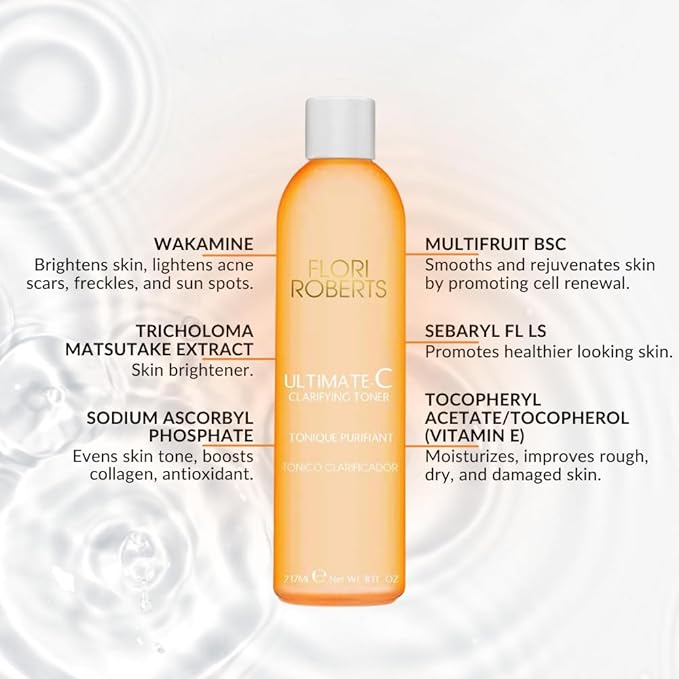 Ultimate-C Clarifying Toner by Flori Roberts, Facial Toner for Women of Color or Deeper Skin Tones, Protects Against Signs of Aging, Refreshing, Hydrating, Calming, Alcohol-Free-Velvo Beauty