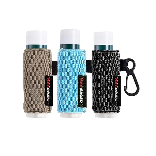 3PCS Lip Balm Holder Sleeves Keychain Chapstick Holder Keychain Lip Gloss Holder Keychain Chapstick Elastic Sleeves(Black/Brown/Light Blue)-Velvo Beauty