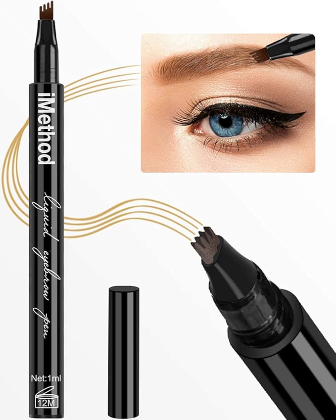 iMethod Eyebrow Pen - iMethod Eye Brown Makeup, Eyebrow Pencil with a Micro-Fork Tip Applicator Creates Natural Looking Brows Effortlessly and Stays on All Day, Light Brown-Velvo Beauty