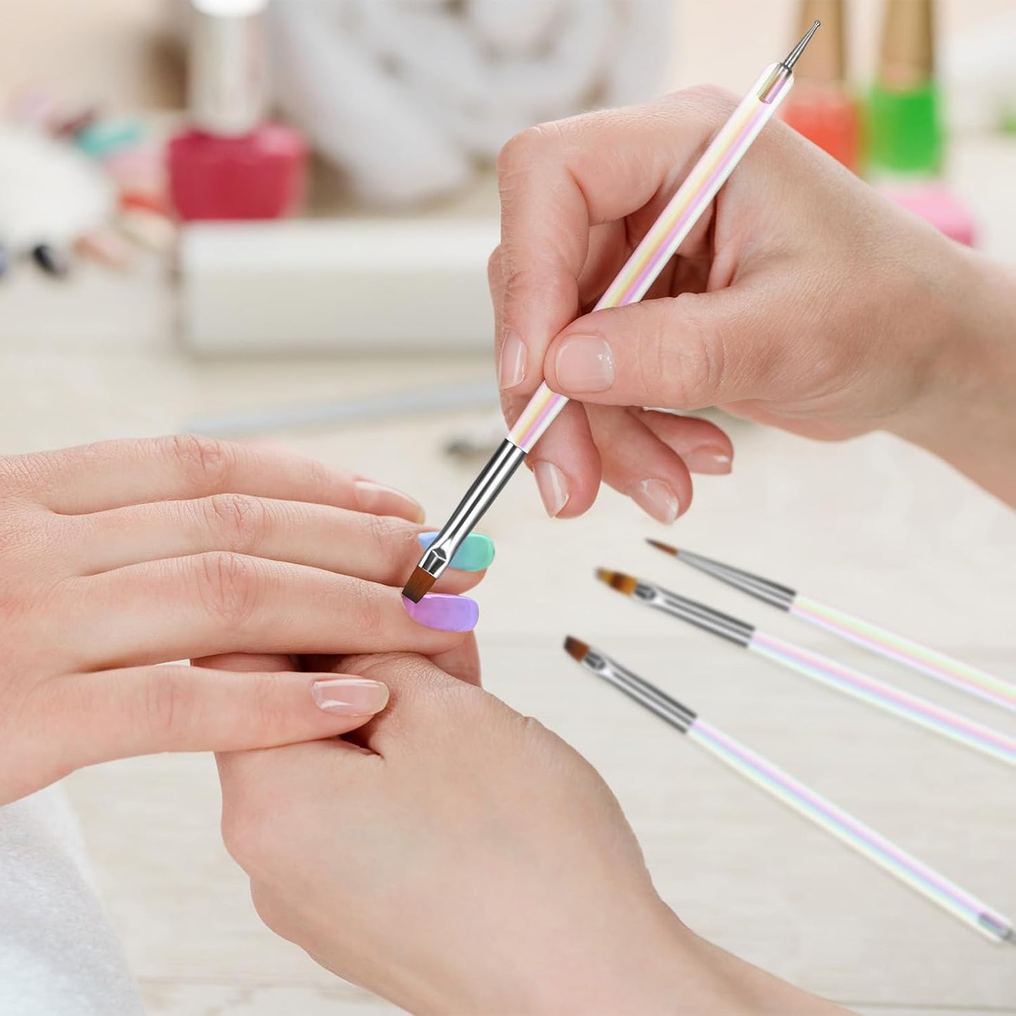 Artdone 12 PCS Nail Art Brushes Set Nail Art Liner Brush and Nail Dotting Pen Gel Polish Painting Tools For Nail Art Design Include Extension Gel Nail Brush And Arylic Nails-Velvo Beauty