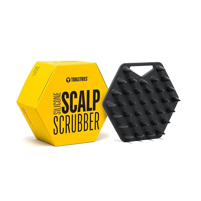 TOOLETRIES Scalp Scrubber - Silicone Exfoliating Hair Scrubber for Men, Bath & Shower Accessories - Durable Scalp Massager That Boosts Circulations & Strengthens Hair - Charcoal-Velvo Beauty