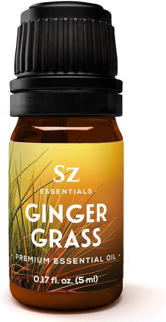 – Ginger Grass Essential Oil – 100% Pure & Undiluted (Cymbopogon martinii VAR. Sofia)– Fresh Citrusy Earthy Aroma – Aromatherapy, Perfumery, Skin Care – Therapeutic Grade - 1/6 oz. 5 mL-Velvo Beauty