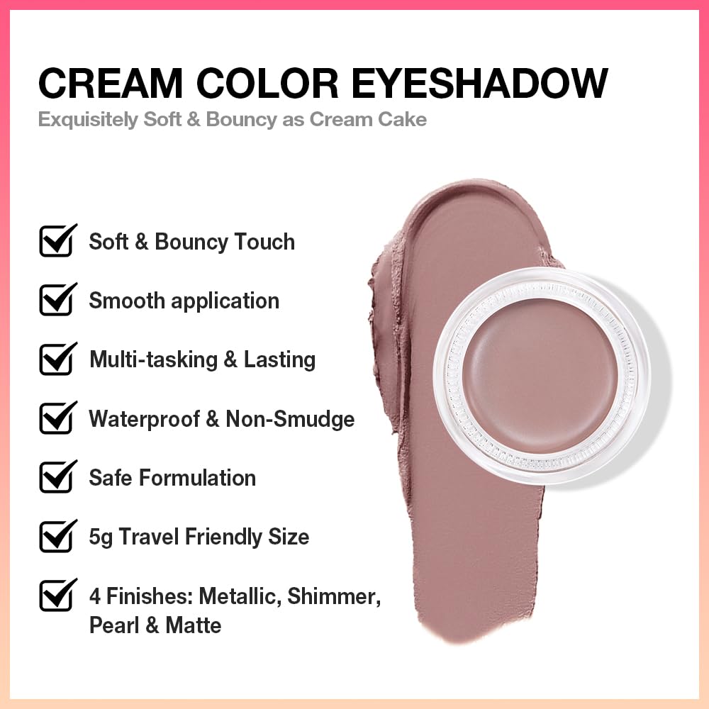 Kaely Single Cream Eyeshadow Pot, Putty Matte Eye Shadow for Older Women High Pigmented Waterproof, Natural Eyeshadow Palette Makeup Brightener, sombras en crema para ojos, Blendable, 23-Velvo Beauty