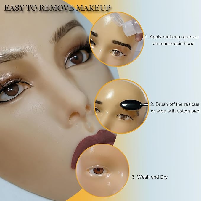 Makeup Practice Face Board, 5D Makeup Mannequin Face with Makeup Practice Kit for Makeup Artist, Beginners Face Makeup Practice, Eyelash Eyeliner Eyebrow Mapping, Come with Makeup Tools & Makeup Bag-Velvo Beauty