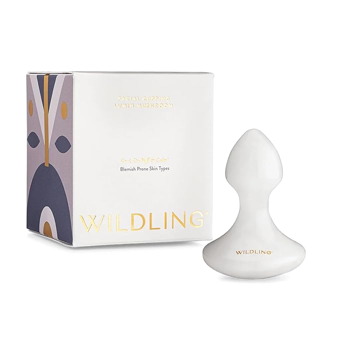 WILDLING Lumin Mushroom | Facial Massage Stone | Made with White Jade | Designed to Cool + De-puff + Calm the Skin | Perfect with Lumin Oil-Velvo Beauty