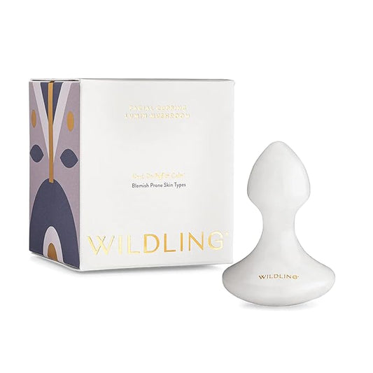 WILDLING Lumin Mushroom | Facial Massage Stone | Made with White Jade | Designed to Cool + De-puff + Calm the Skin | Perfect with Lumin Oil-Velvo Beauty