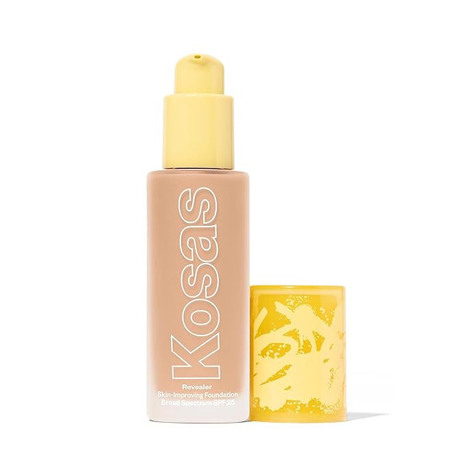 Kosas Revealer Skin-Improving Foundation with SPF 25 Protection - Hydrate, Brighten, Soothe, Plump, Protect Skin - Smoothing Texture, Natural Finish and Clean Formula - Very Light Cool 120-Velvo Beauty