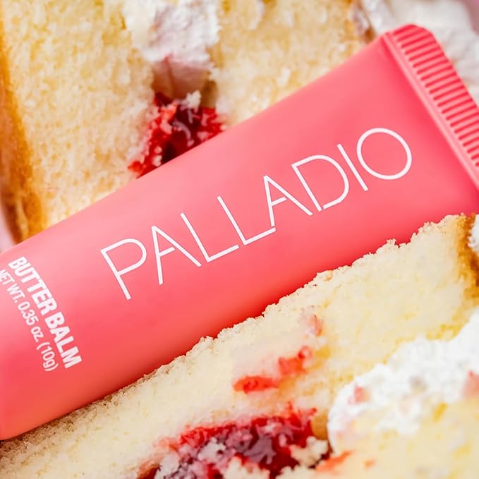 Palladio Butter Balm - Hydrating Lip Balm with Sheer Tint, Aloe, Peptides, Shea Butter, and Vegan Formulation for Instant Moisture, Shine, and Soothing Lip Care, Strawberry Shortcake-Velvo Beauty