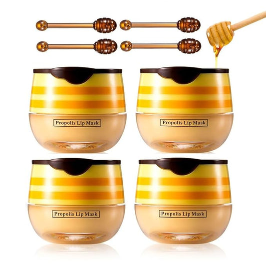 4 Pcs Lip Balm, Moisturizing Restors Moisture Bee Lip Mask for Dry Lips Lip Mask.(Honey)-Velvo Beauty