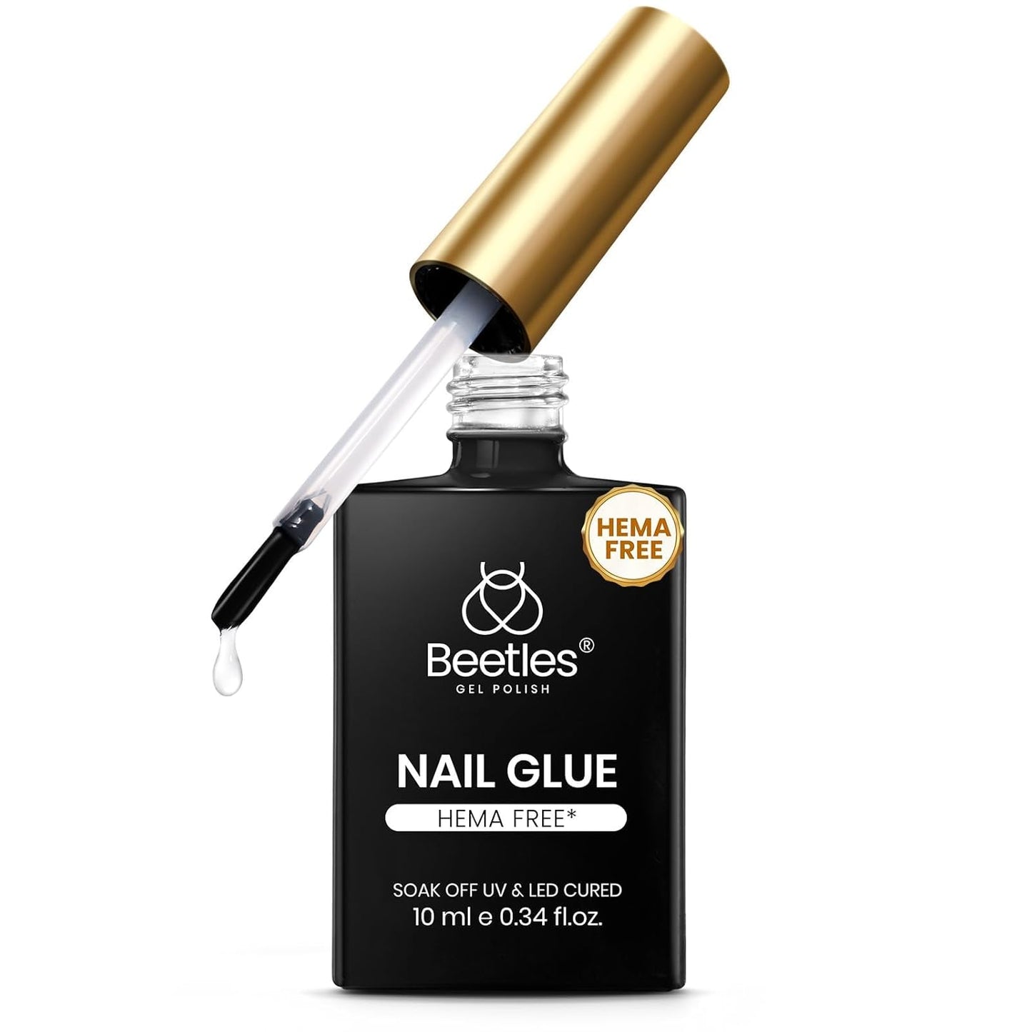 Beetles Hema-Free Nail Glue Gel - 10ml Super Strong Brush U V Nail Glue for Acrylic and Clear Press On Nails, Long Lasting Extension Gel Curing Needed-Velvo Beauty