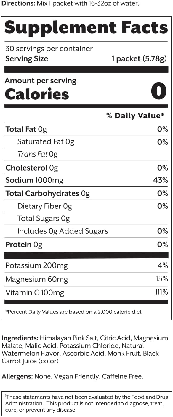 ProMix Nutrition Electrolytes Powder Hydration Packets - Himalayan Pink Salt, Magnesium, Potassium, Vitamin C - Salted Watermelon, Lightly Sweetened - 30 Servings (Pack of 30)-Velvo Beauty