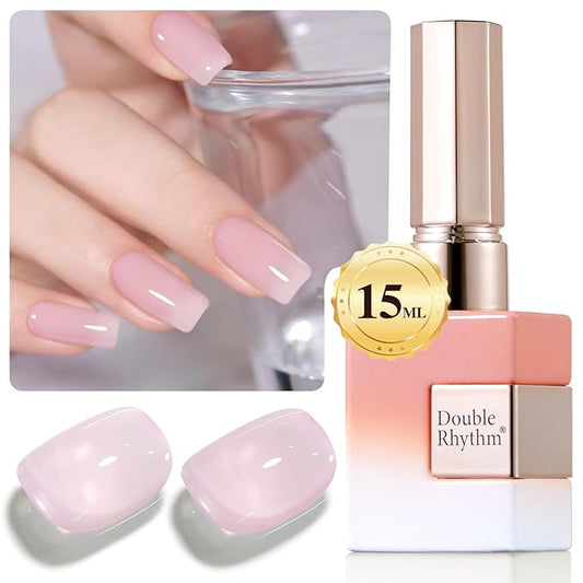 Double Rhythm Gel Polish Translucent Sheer Neutral Natural Light Milky Same Color Same Bottle 15ML Jelly Polish Art DIY at Home (Light Pink-A1381)-Velvo Beauty