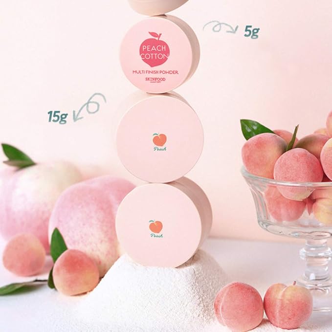 SKINFOOD Peach Cotton Multi Finish Powder 15g - Peach Extract & Calamin Powder Contained Sebum Control Silky Powder for Oily Skin, Sweet Peach Scent with Baby Skin-Velvo Beauty