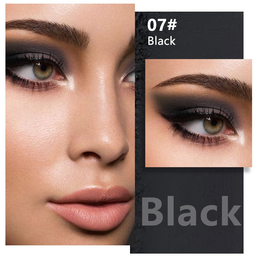 Kaely Pressed Single Eyeshadow Makeup, Black Matte Highly Pigmented Monochrome Eye Shadow Palette, Waterproof Neutral Powder Mini Eyeshadow, sombras para ojos, Lightweight Blendable, 07-Velvo Beauty