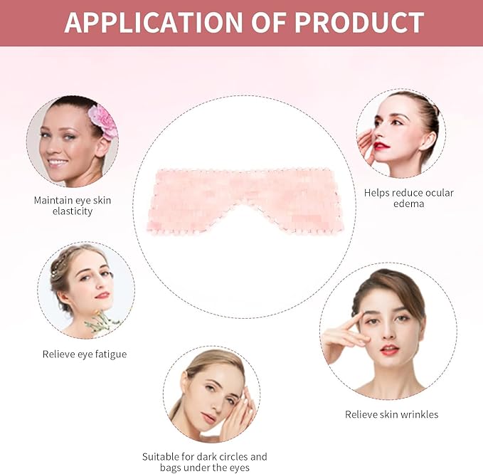 Rose Quartz Eye Mask, Jade Eye Mask 100% Natural Crystal Eye Mask, Reusable Gemstone Eye Mask Eliminate Wrinkles Puffiness Headache and Migraine Relief Hot or Cold Using-Velvo Beauty