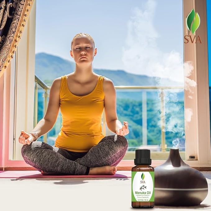 SVA Manuka Essential Oil – 1/3 Fl Oz – 100% Natural Manuka Oil - for Diffuser, Hair Care, Face, Skin Care, Aromatherapy, Scalp and Body Massage, Soap and Candle Making-Velvo Beauty
