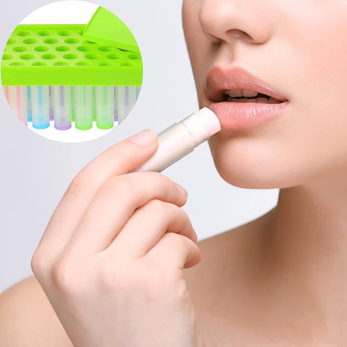 Maitys 2 Sets Lip Balm Tray and Spatula Portable Lip Balm Filling Tray and Spatula Set Lip Balm Tube Holder Lip Balm Tubes Tray Lip Balm Containers Lip Gloss Making Kit(Green)-Velvo Beauty