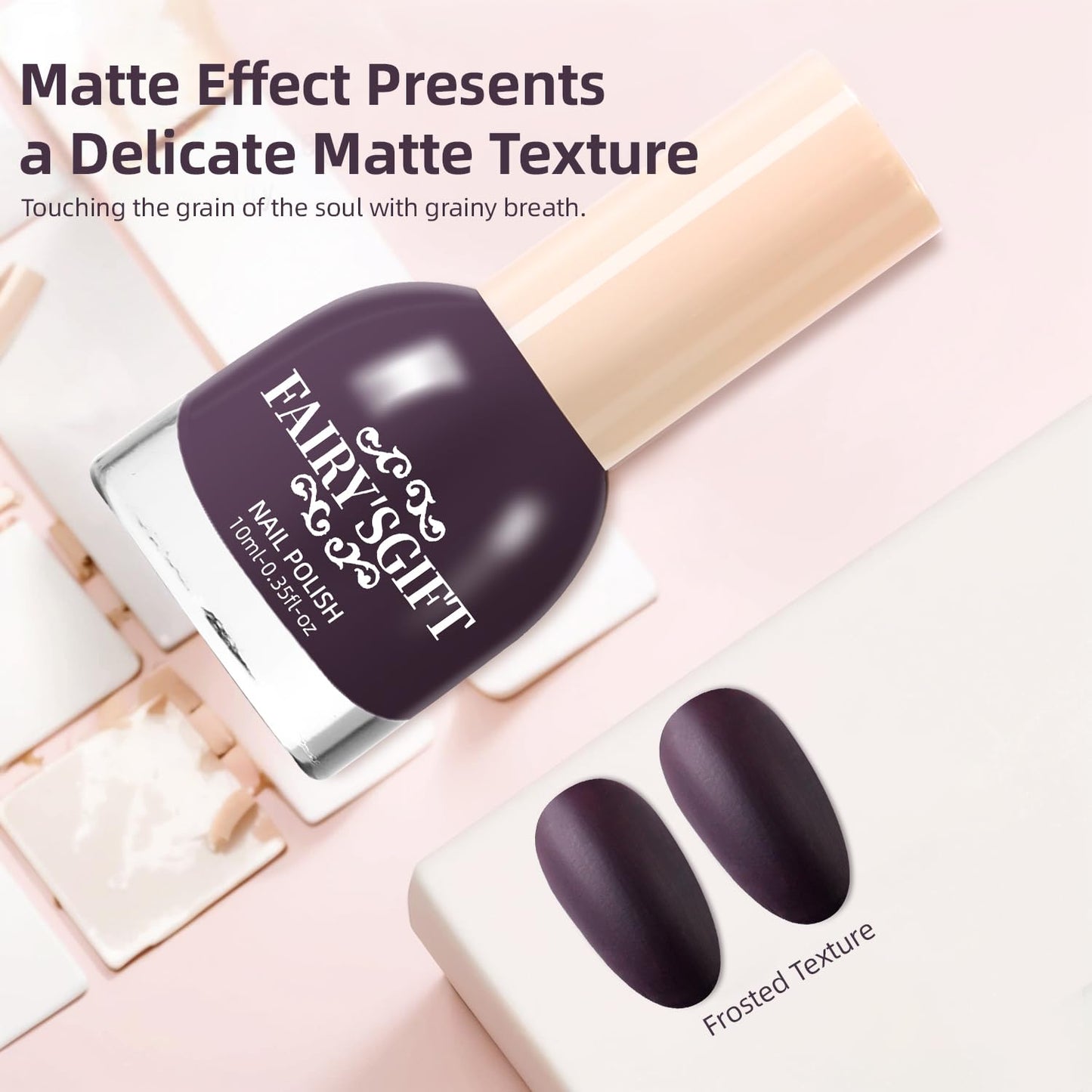 Matte Nail Polish Quick Dry Nail Lacquer for Nail Art Varnish, Mist Effect Matte Finish Velvet Nail Polish, 0.35 fl oz (Chocolate-21, 10 ML)-Velvo Beauty