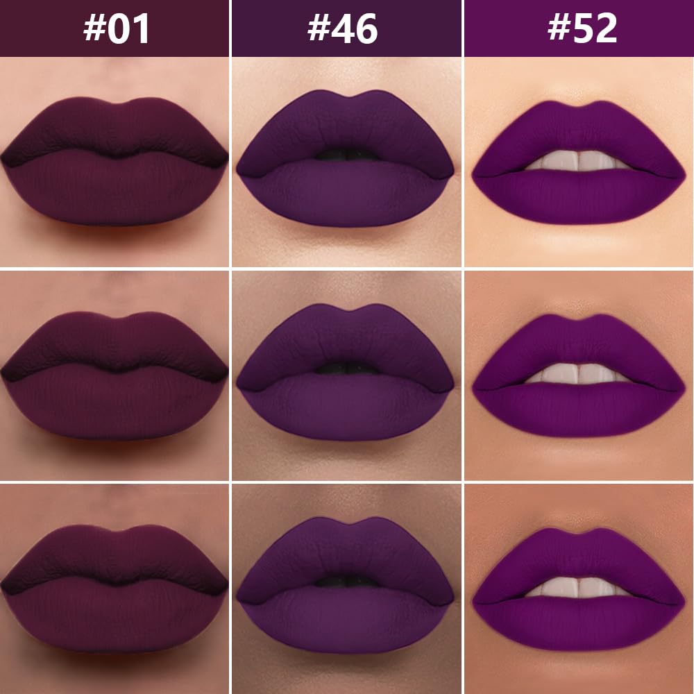 evpct 3Pcs Burgundy Red Black Dark Purple Matte Lip Liner & Liquid Lipstick Stain Makeup Set for Women, Lip Liner Stain Long Lasting Waterproof Smudge Proof, Cruelty Free Lip Makeup 24 hours originale-Velvo Beauty