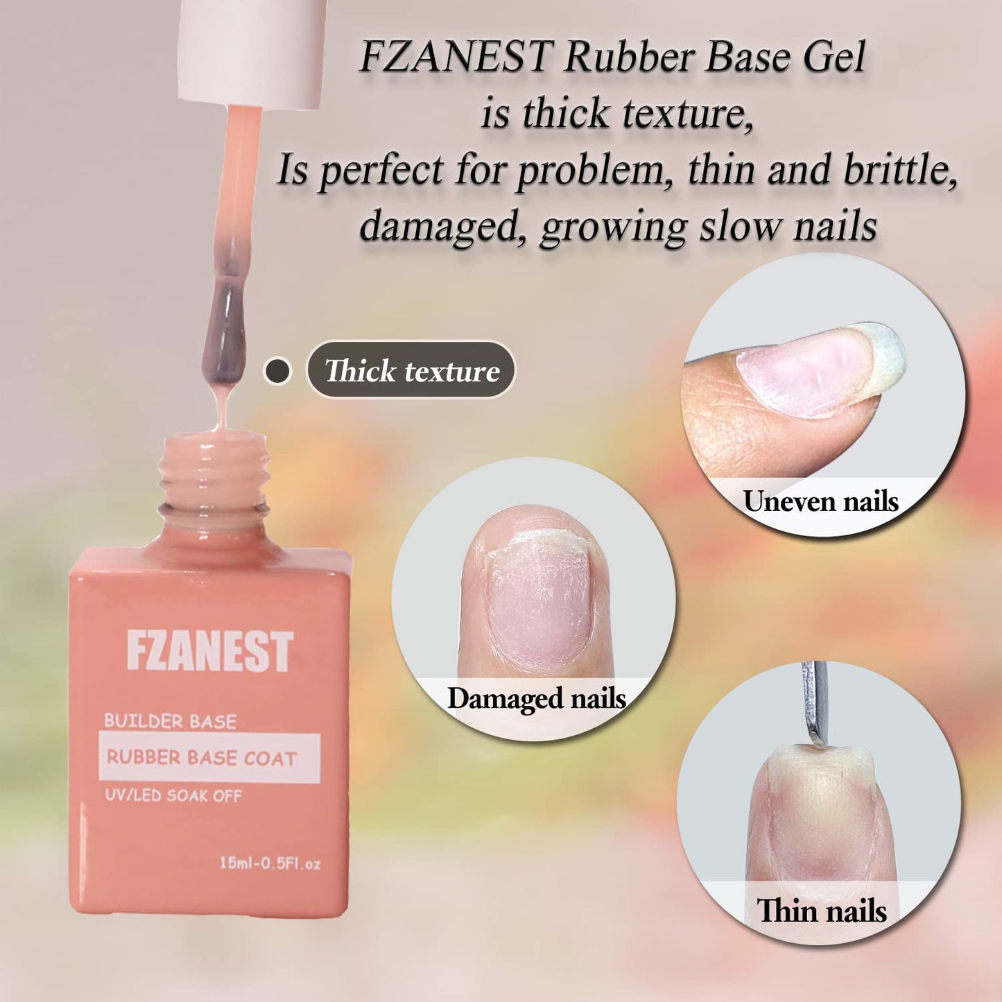 FZANEST Natural Nude Builder Gel For Nails, 15ml Rubber Builder Base Jelly Color Gel Polish Rubber Base Coat Nail Extension Soak Off French Manicure-Velvo Beauty