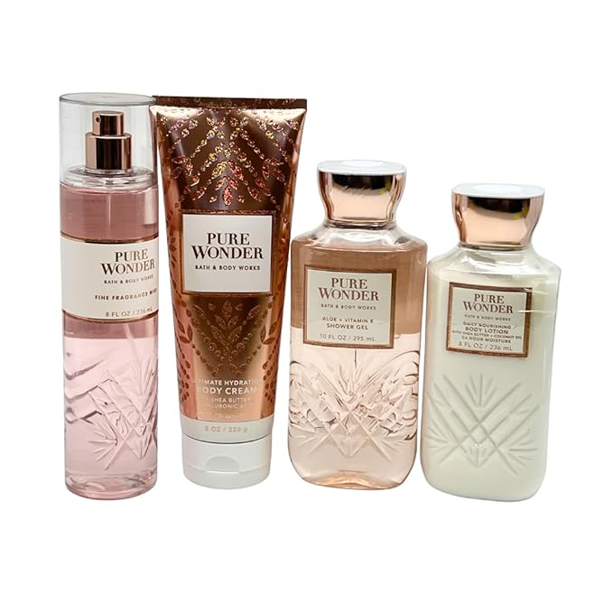 Bath & Body Works PURE WONDER Deluxe Gift Set - Fragrance Mist - Body Cream - Body Lotion - Shower Gel - Full Size-Velvo Beauty