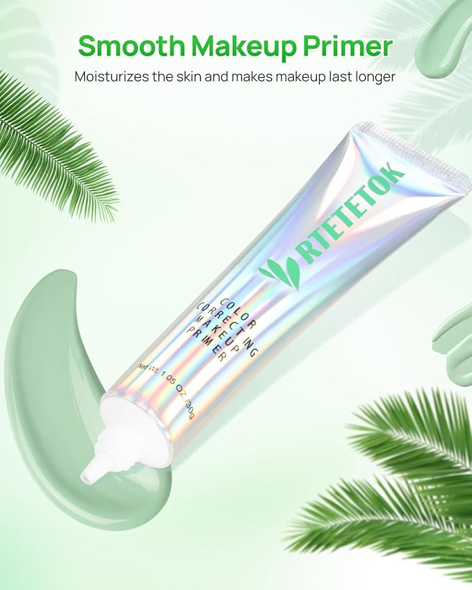 Green Primer Color Correcting for Face Before Makeup, Smoothing Primer Color Corrector for Redness, Brightening Base Makeup for Combination Skin-Velvo Beauty
