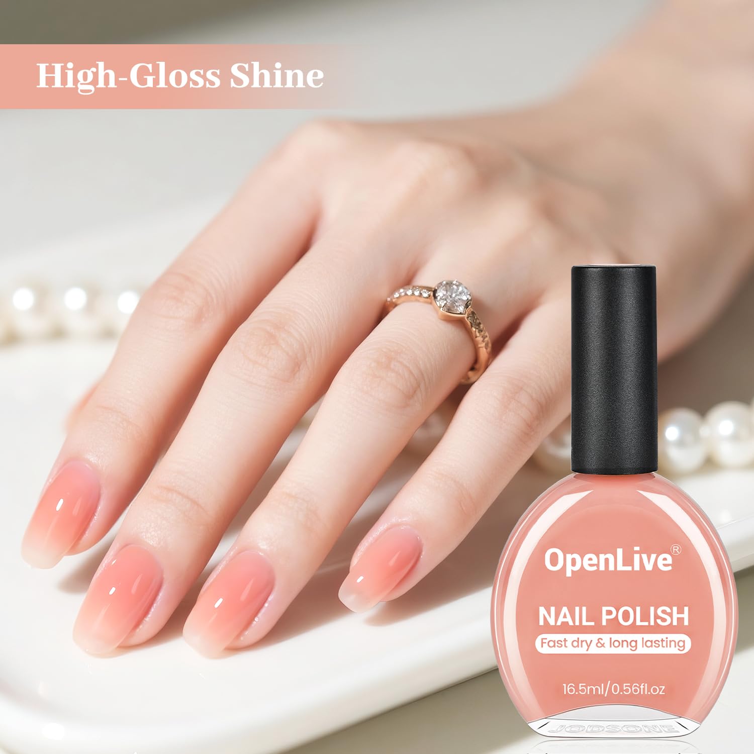 16.5ml Jelly Nude Pink Nail Polish Large Volume Quick Dry Nail Polish, Long Lasting Shine, Fingernail Toenail Nail Art DIY Home Travel Nail Art Gift-Velvo Beauty