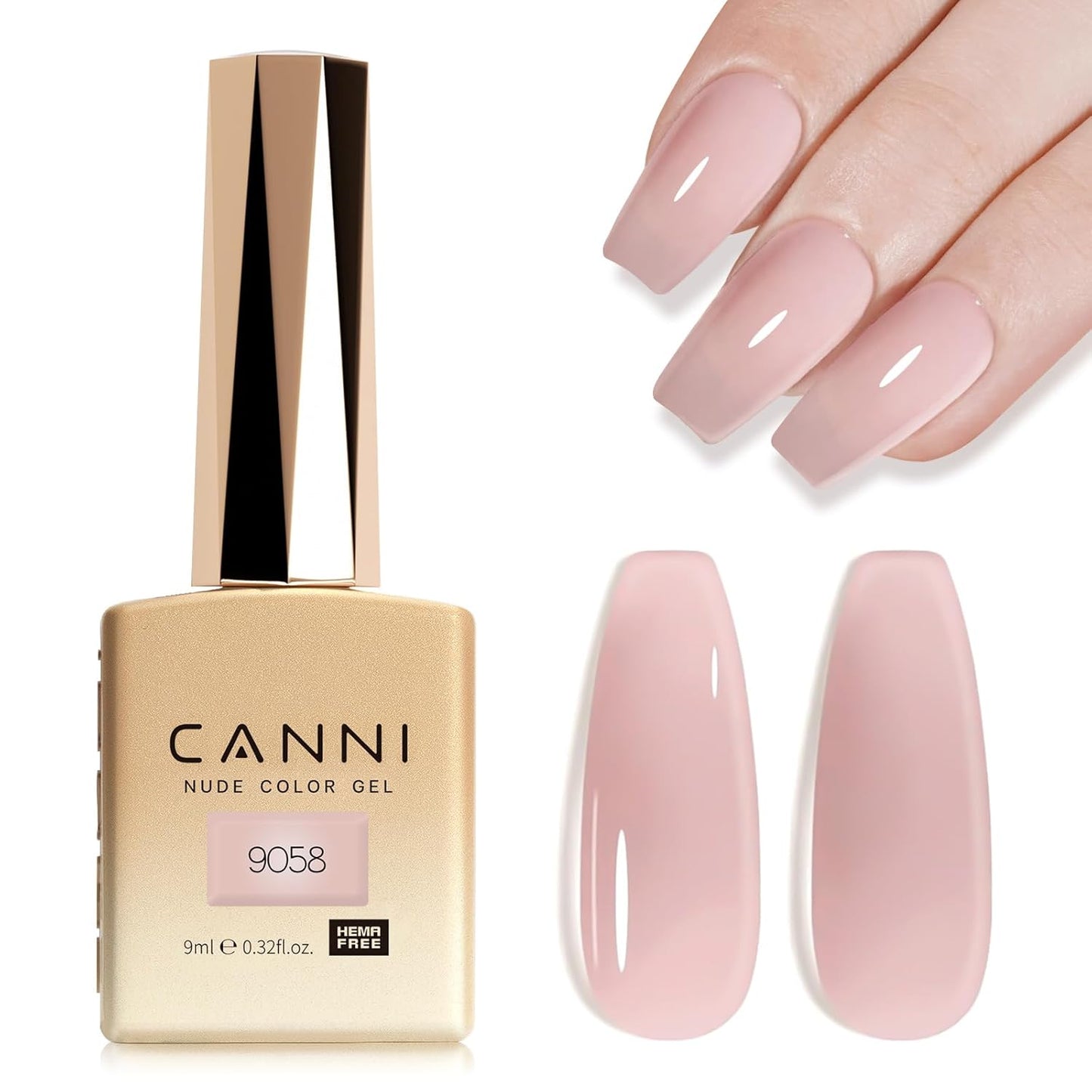 CANNI Nude Pink Jelly Gel Polish – 9ML Translucent Sheer Nude Soak-Off UV/LED Gel Nail Polish for DIY Manicure or Salon Use-Velvo Beauty