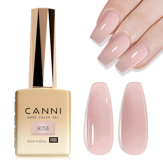 CANNI Nude Pink Jelly Gel Polish – 9ML Translucent Sheer Nude Soak-Off UV/LED Gel Nail Polish for DIY Manicure or Salon Use-Velvo Beauty