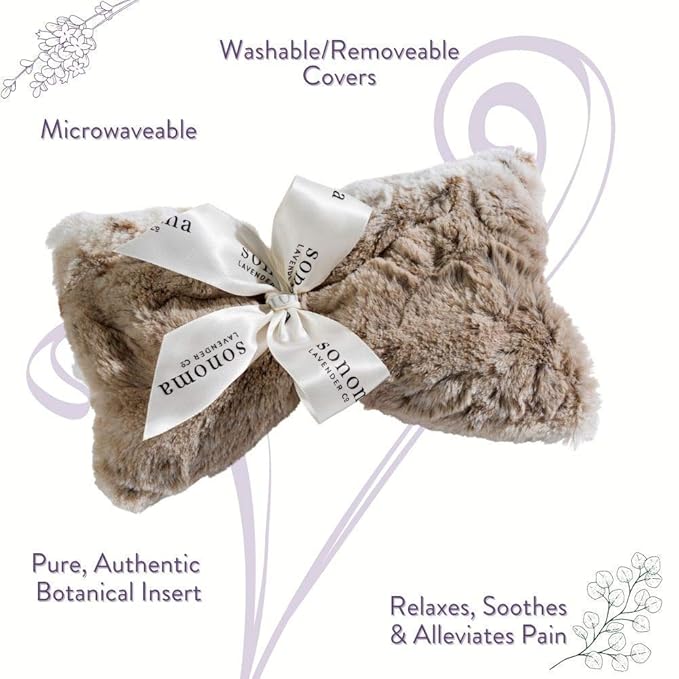Sonoma Lavender Spa Mask, Heatable/Chillable Aromatherapy Eye Pillow with Lavender Infused Flaxseed Insert, Eye Compress for Stress Relief with Removable and Washable Cover (Arctic Circle)-Velvo Beauty